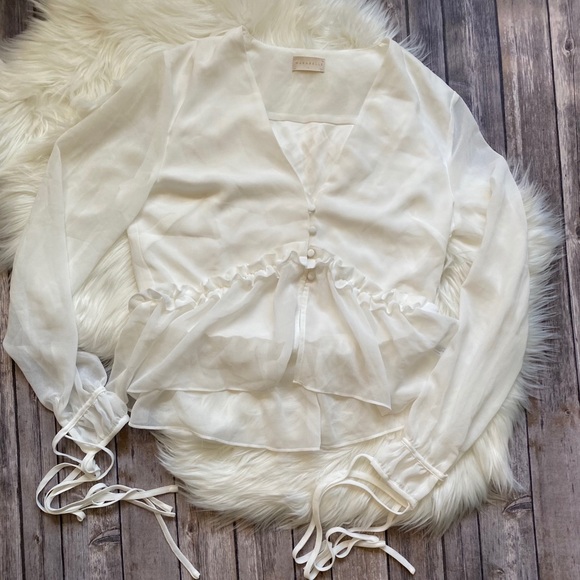 Marabelle V Neck White Blouse - Picture 2 of 3